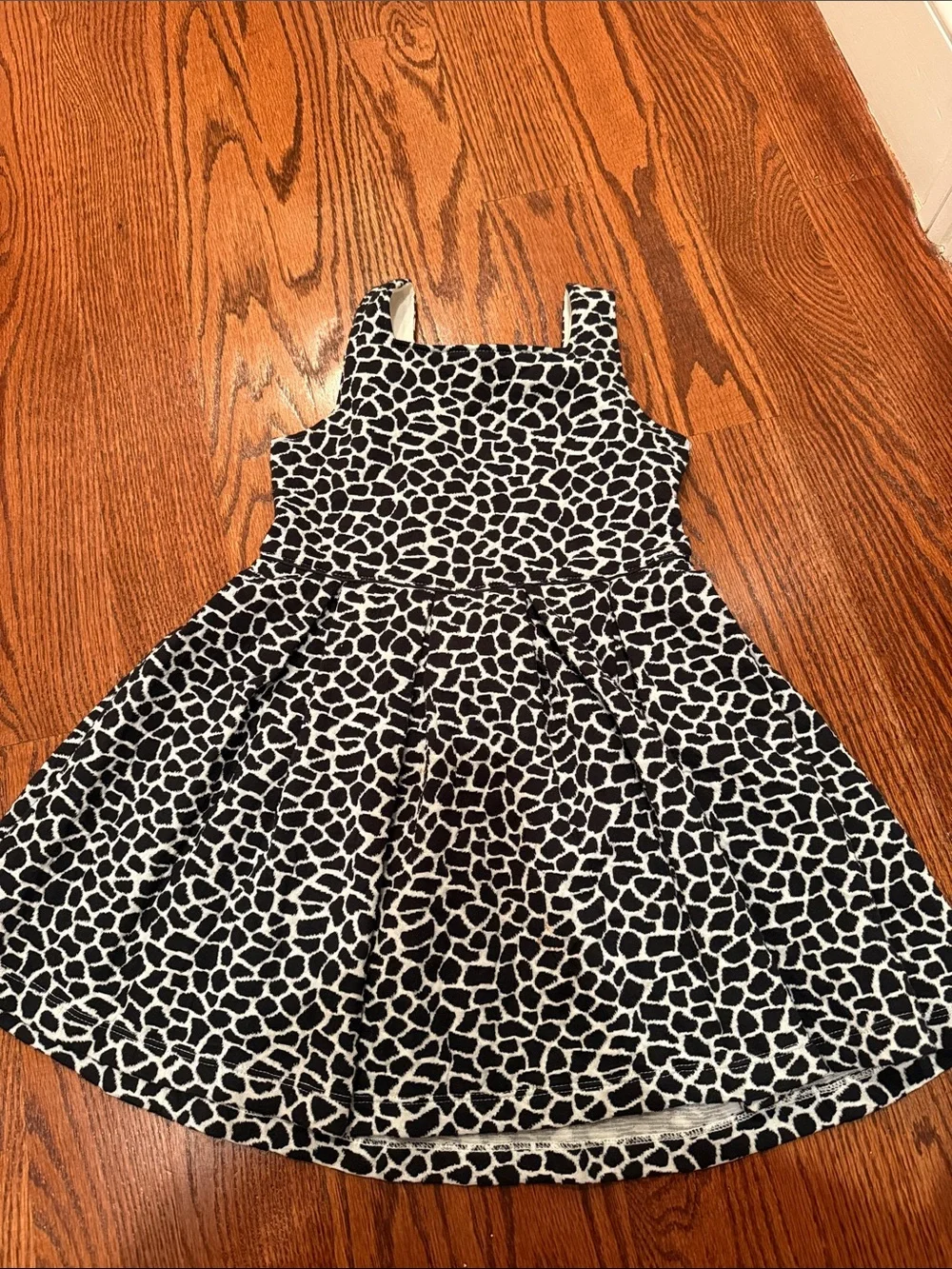 Janie and Jack Black and White Giraffe-Print Square-Neck Dress